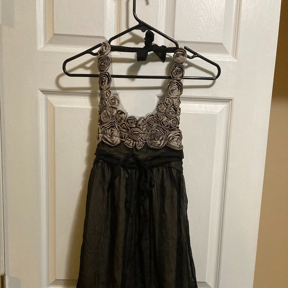 Rose Lace Detail Halter Dress